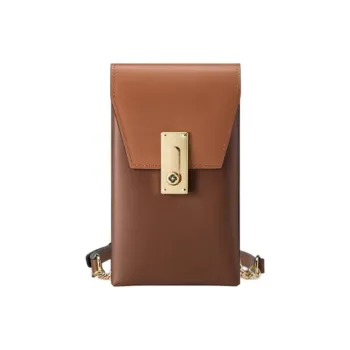 SAMSONITE Cow Leather Cell Phone Pouch Women's Brown