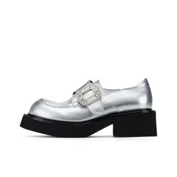 GG CC Height Increasing Small Leather Shoes Platform Loafers 5cm Women's