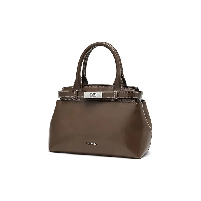 VALUNCICA EUROPHAM Synthetic Leather Kelly Bag Shoulder Bag Crossbody Bag Handbag Women's Brownie Brown-2