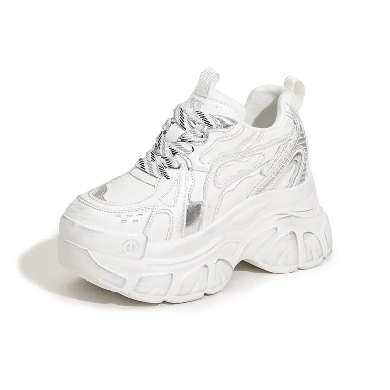 Milan Love Song Cushioned Wear Resistant Height Increasing Low Top Chunky Sneakers Women's-5