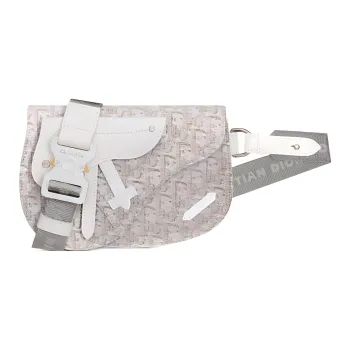 DIOR Jacquard Canvas Saddle Bag Canvas Bag Fanny Pack Sling Bag Shoulder Bag Crossbody Bag Men's Cream
