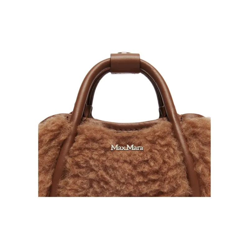 MaxMara Teddy Fabric Shoulder Bag Crossbody Bag Handbag Mini Women's Camel-4