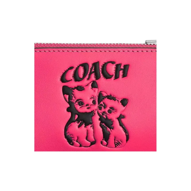 COACH LIL NAS Collaboration Calfskin Wallets Card Holders Men's Rose Red-2