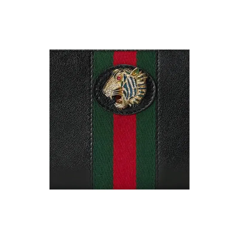 GUCCI Leather Wallet Women's Black-4