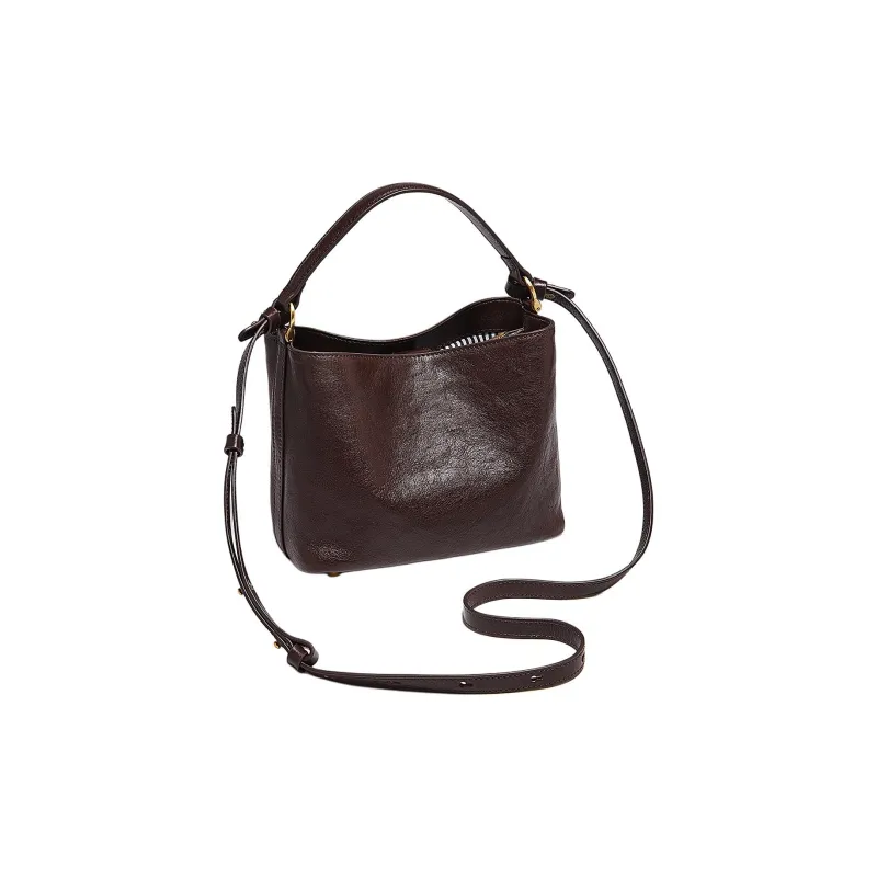 Marino Orlandi Top Grain Vegetable Tanned Cow Leather Handbag Medium Size Women's Yellow/Brown-6