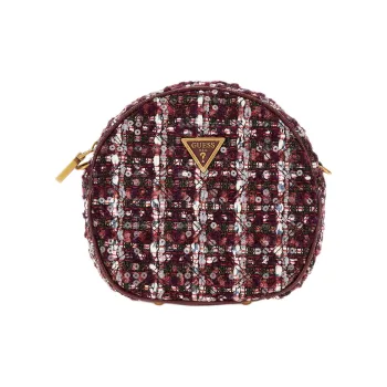 GUESS Polyester Round Cake Bag Shoulder Bag Crossbody Bag Mini Women's Burgundy Red