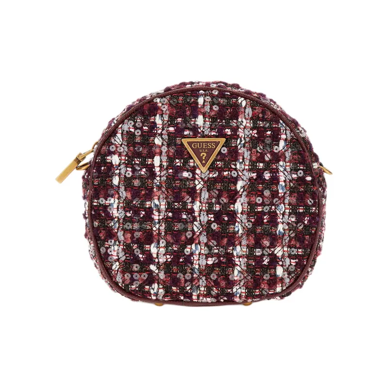 GUESS Polyester Round Cake Bag Shoulder Bag Crossbody Bag Mini Women's Burgundy Red-0