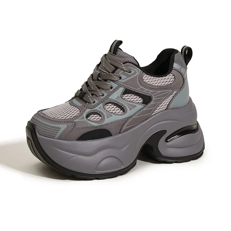 Milan Love Song Cushioned Wear Resistant Height Increasing Low Top Chunky Sneakers Women's-6