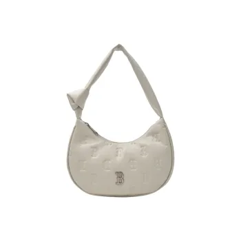MLB MONOGRAM New York Yankees Synthetic Leather Hobo Bag Handbag Women's Ecru