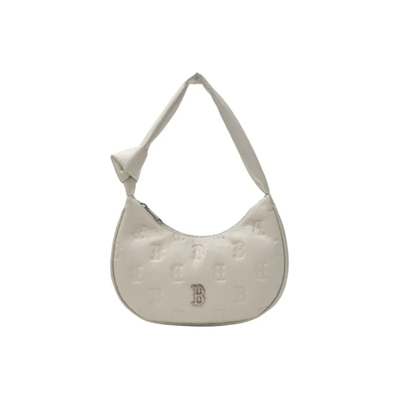 MLB MONOGRAM New York Yankees Synthetic Leather Hobo Bag Handbag Women's Ecru-0