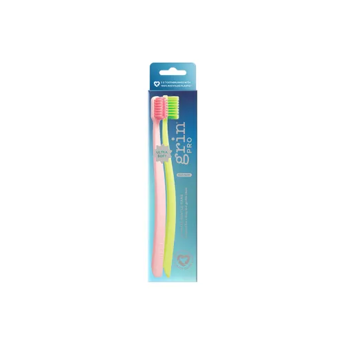 Grin Adults Brightening Small Head Soft Bristles For Teeth Stain Removal, Gum Protection, And Cleaning Toothbrushes