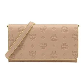 MCM Aren Visetos Leather Clutch, Shoulder Bag, Crossbody Bag, Wallet Women's Beige
