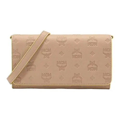 MCM Aren Visetos Leather Clutch, Shoulder Bag, Crossbody Bag, Wallet Women's Beige
