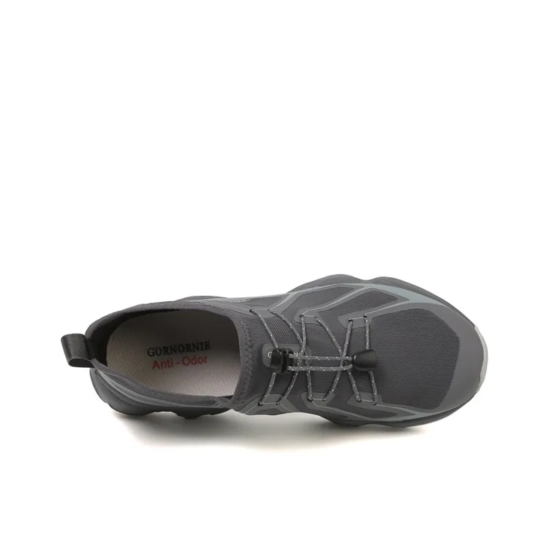 GORNORNIE Moisture Wicking Abrasion Resistant Lightweight Breathable Slip Resistant Low Top Outdoor Shoes Men's Gray-2
