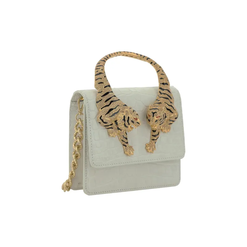 Roberto Cavalli Leather One Shoulder Handbags Medium Size Women's White-1