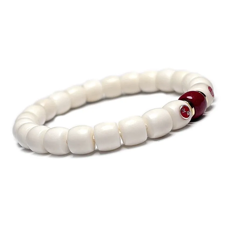 MOUNTAINS AND MANS White Jade Bodhi New Chinese Style Good Luck Beaded Bracelet Unisex-6