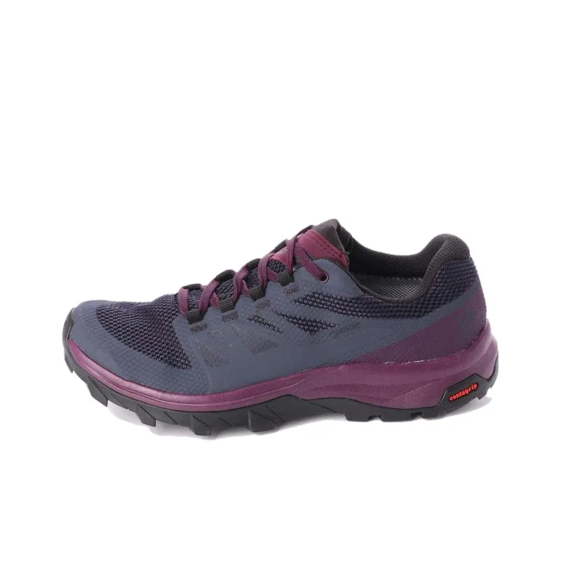 SALOMON OUTLINE Anti Slip Wear Resistant Low Top Hiking Shoes Women's Gray Purple-0