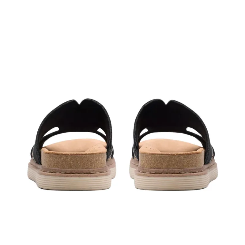 Clarks Rubber Sole Abrasion Resistant Slide Slippers Women's Black-4