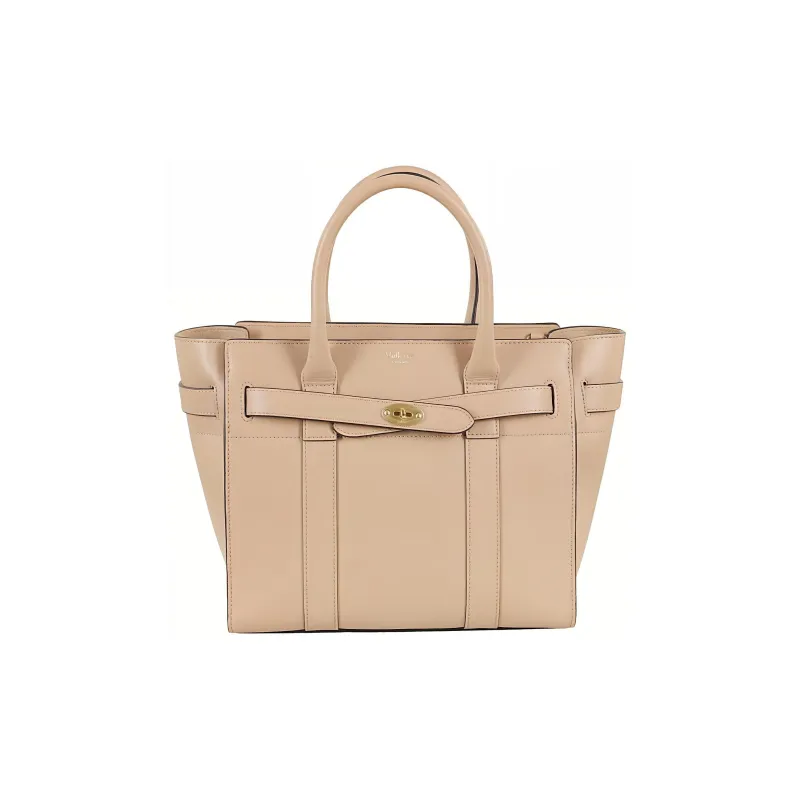 Mulberry Bayswater Calfskin Tote Bag Shopping Bag Shoulder Bag Handbag Small Size Women's Beige-0