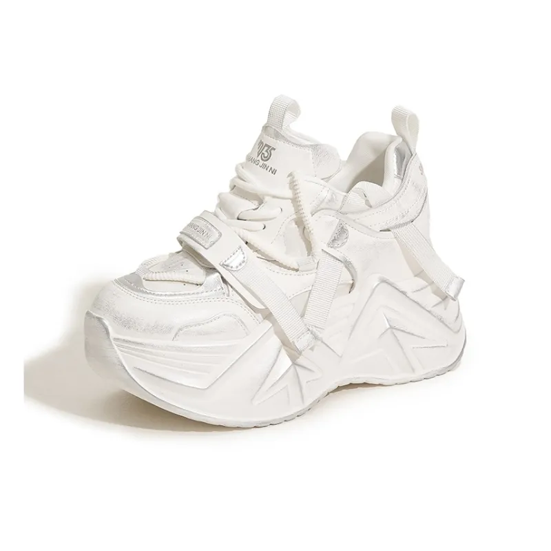 Milan Love Song Cushioned Wear Resistant Height Increasing Low Top Chunky Sneakers Women's-3