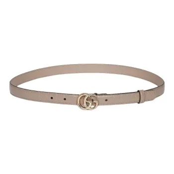 GUCCI Leather Belts Women's Dove Gray Width 2CM