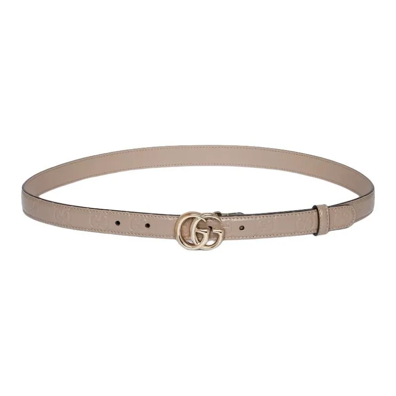 GUCCI Leather Belts Women's Dove Gray Width 2CM-0
