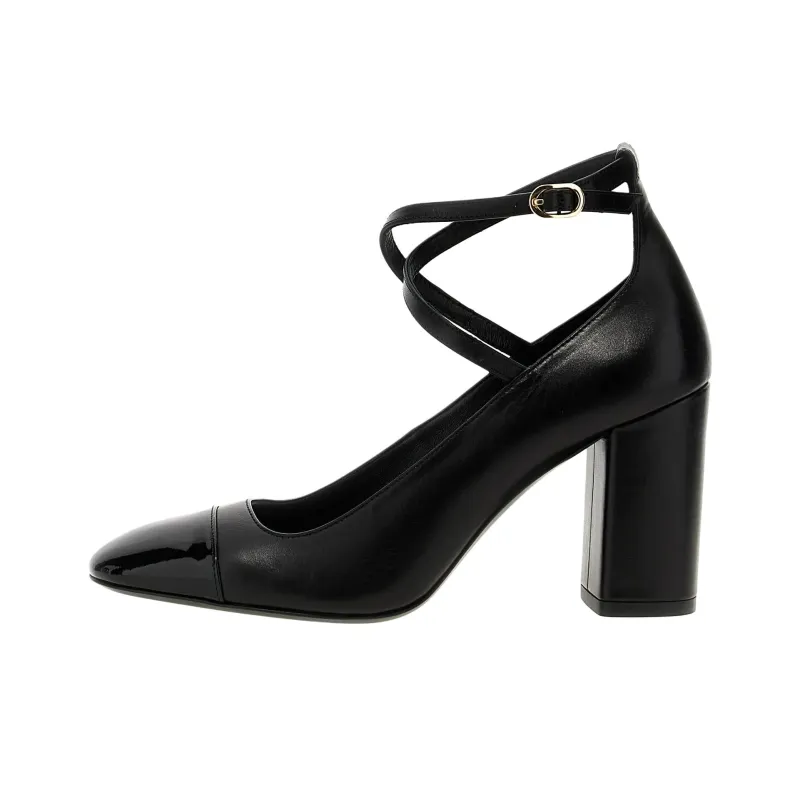 Stuart Weitzman/SW Eden Strap Chunky Heel High Heels Women's Black-0