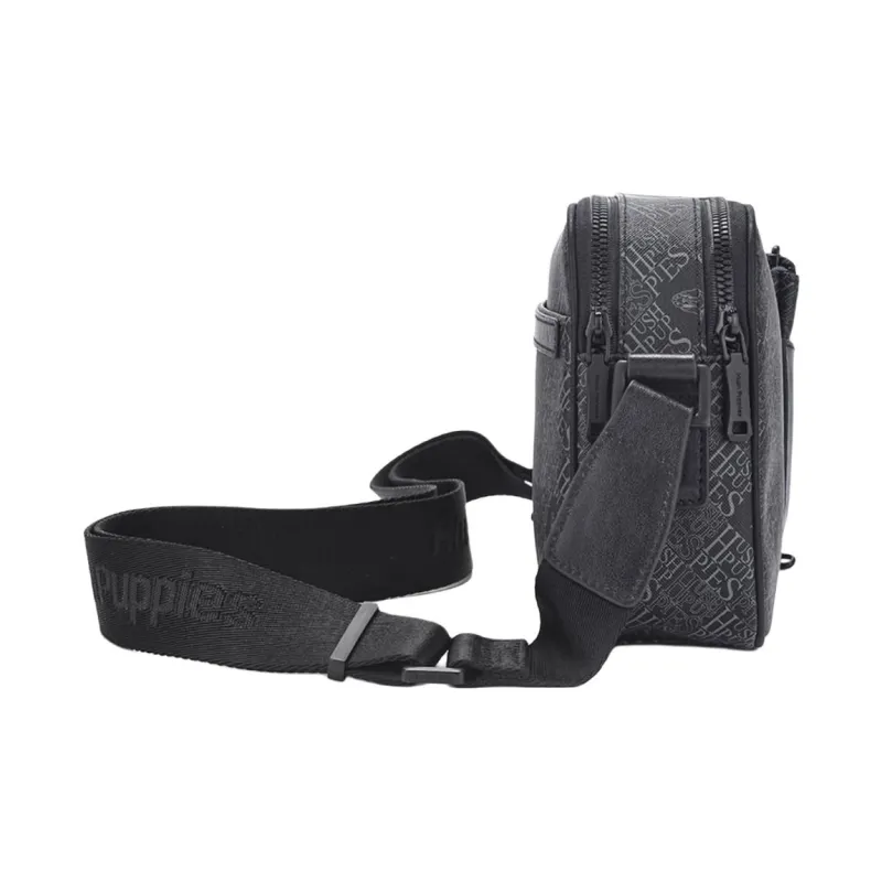 Hush Puppies Synthetic Leather Crossbody Bag Medium Size Men's Black-2