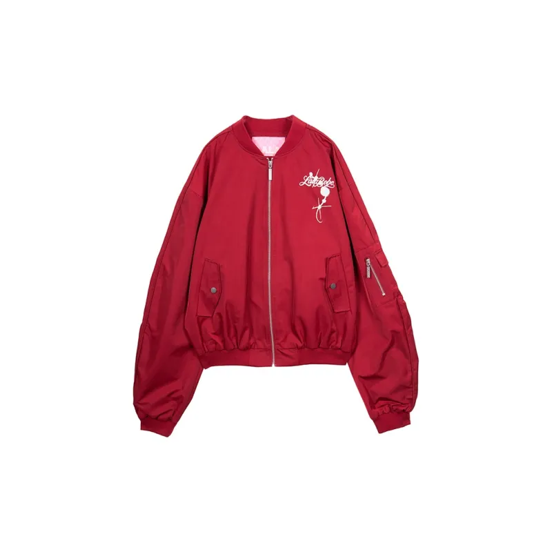 LALABOBO Baseball Jacket Women's Red-2