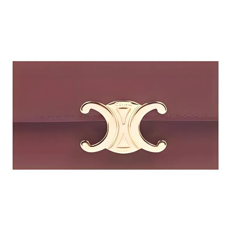 CELINE Leather Clutch Regular Women's Burgundy-4