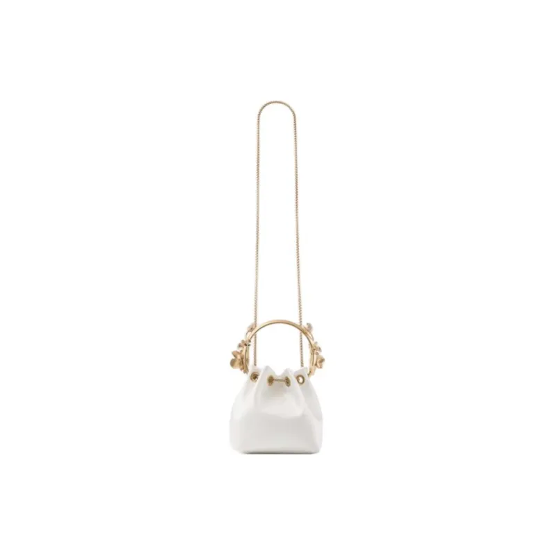 Jimmy Choo Fabric Handbag Trumpets Women's Ivory White & Gold-2
