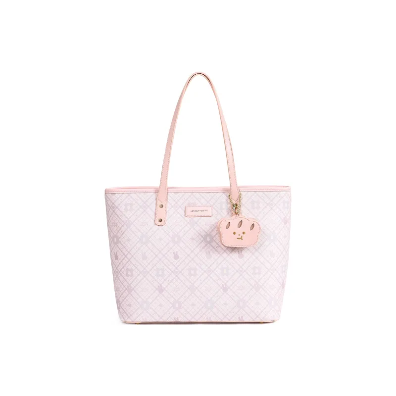 Miffy Synthetic Leather Tote Bag Shopping Bag Underarm Shoulder Bag Women's White/Pink-8