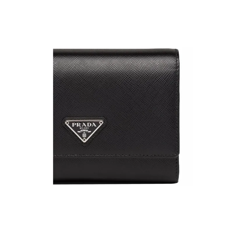 PRADA Saffiano Saffiano Leather Card Storage Bag Unisex Black-4