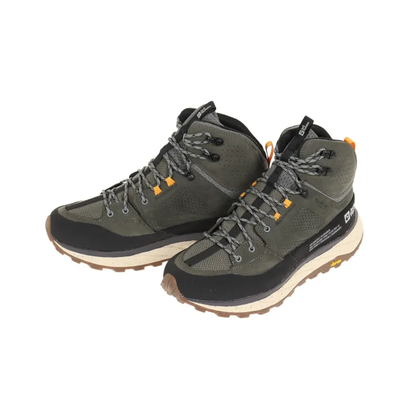 Jack Wolfskin Terraquest Slip Resistant Waterproof Grip Mid Top Hiking Shoes Men's Gray Green-2