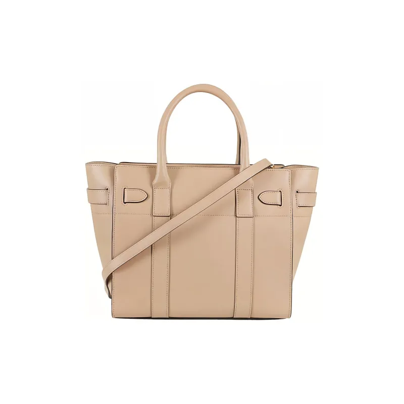 Mulberry Bayswater Calfskin Tote Bag Shopping Bag Shoulder Bag Handbag Small Size Women's Beige-2