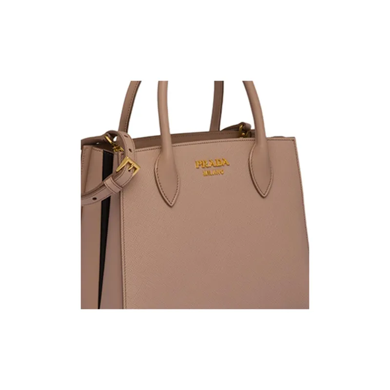 PRADA Saffiano Leather Shoulder Bag Crossbody Bag Handbag Small Size Women's Pink Beige-3