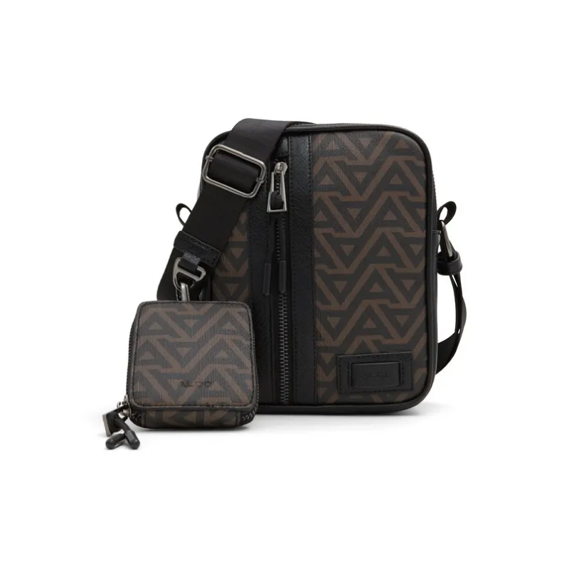 ALDO Artificial Leather With Polyester Crossbody Bag Medium Size Men's Brown-0