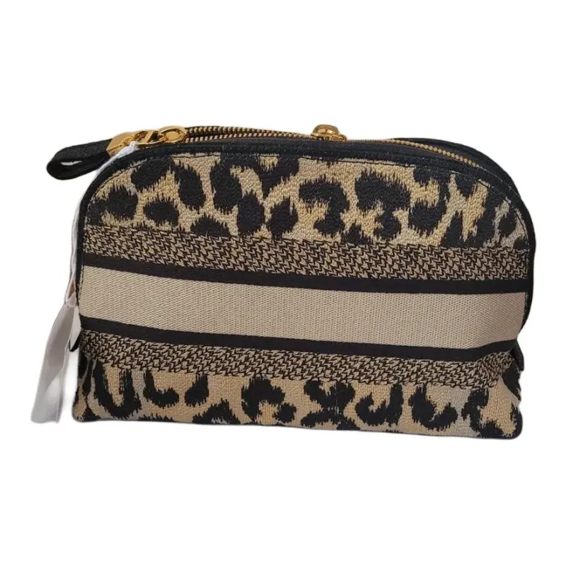 DIOR Canvas Bag Makeup Bag Women's Black & Beige-2