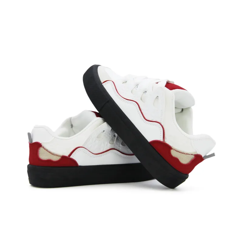 FULLXUAN Niche Fashion, Color Blocking Patchwork Low Top Skateboard Shoes Women's Box Included-3