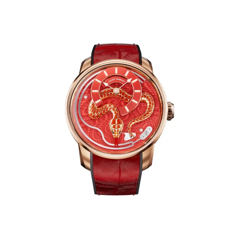 LUCKY HARVEY Craft Master Collection Automatic Mechanical Movement Cowhide Strap Men's Watches Gold Dial-8