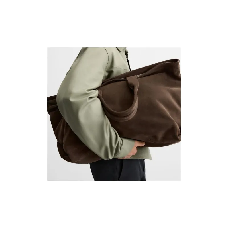 ZARA Cow Leather Tote Bag Shopping Bag Shoulder Bag Crossbody Bag Handbag Men's Brown-4