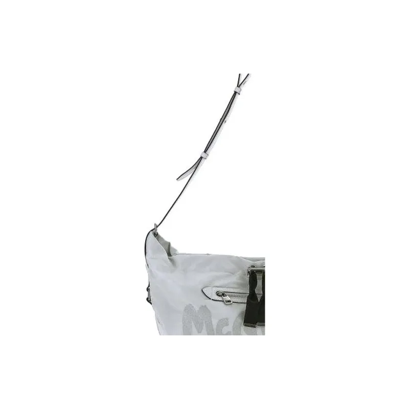 Alexander McQueen Bundle Draw Medium Shoulder Bag White/Black-3