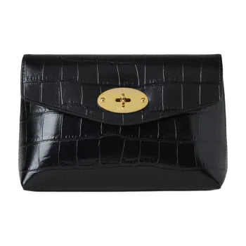 Mulberry Darley Cow Leather Makeup Bag Small Size Women's Black
