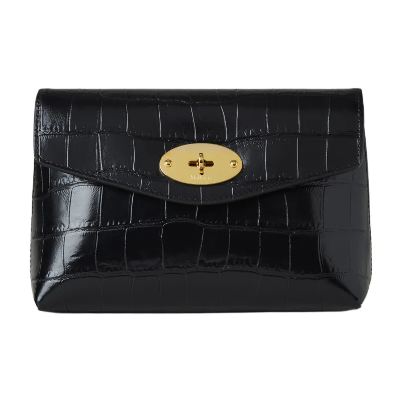 Mulberry Darley Cow Leather Makeup Bag Small Size Women's Black-0