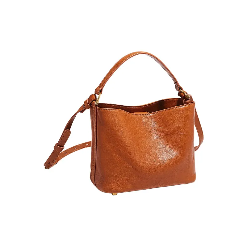 Marino Orlandi Top Grain Vegetable Tanned Cow Leather Handbag Medium Size Women's Yellow/Brown-1