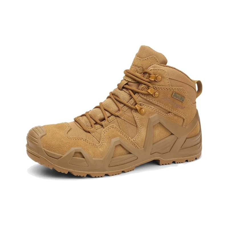 Hungo Slip Resistant Water Resistant Support Mid Top Hiking Shoes Men's Khaki-6