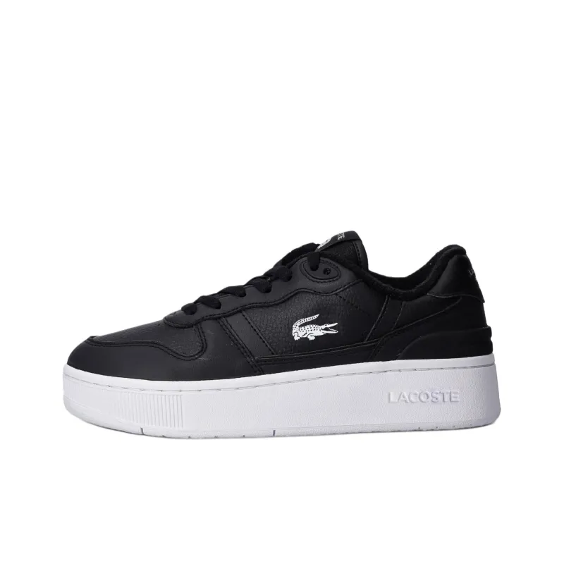 LACOSTE T-Clip Anti-Slip Wear-Resistant Low-Top Skateboard Shoes Women's Black White-0