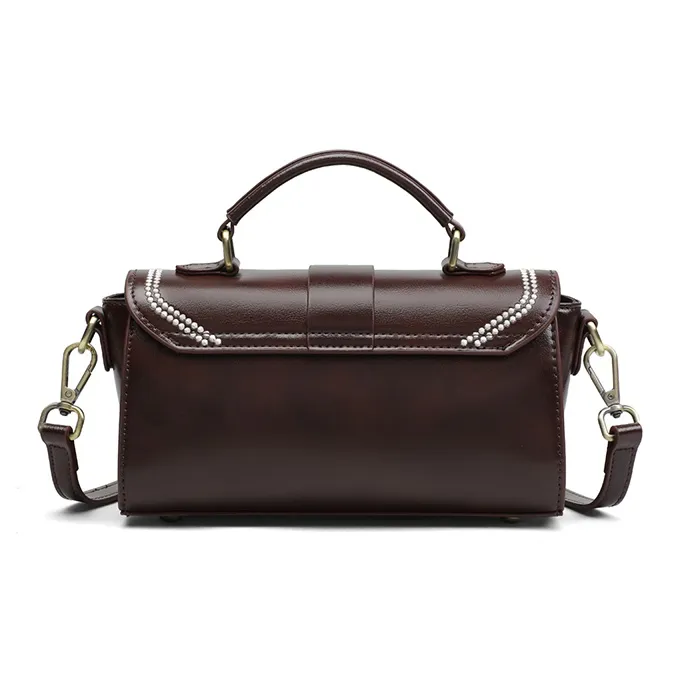 C°BANNER Cow Leather One Shoulder Crossbody Small Square Handbag Regular Women's Burgundy-2
