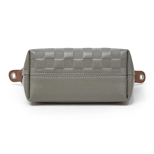 Old Man's Head Top Grain Cow Leather Crossbody Handbag Regular Women's Gray/Black-4