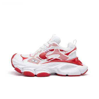 CN Skate Cushioning Anti Slip And Wear Resistant Low Top Chunky Sneakers Unisex White Red